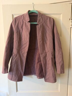 Women's Pink Herringbone Open-Front Jacket